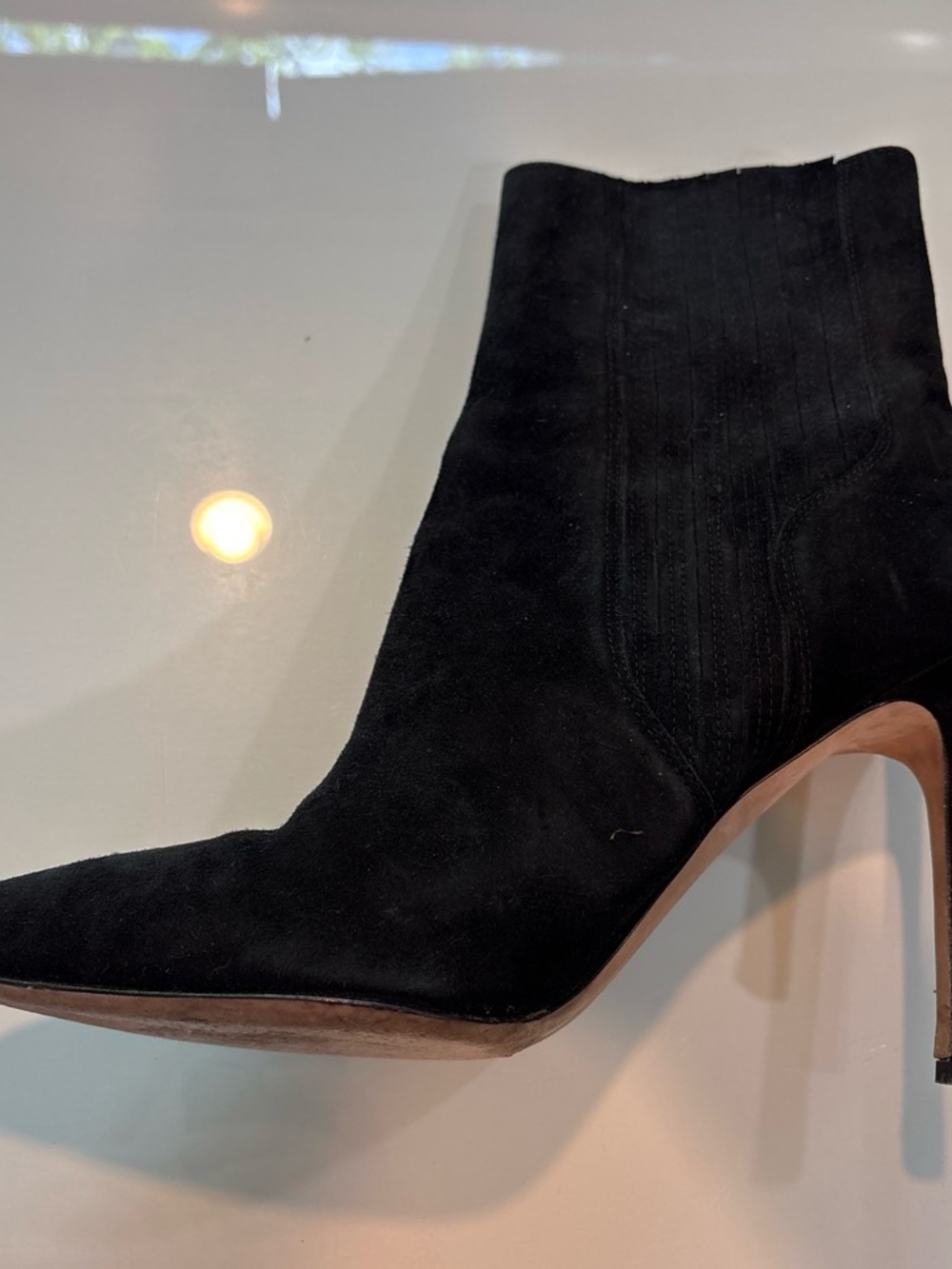 Veronica Beard Black Suede Pointed-Toe Stiletto Ankle Boots - Picture 6 of 6